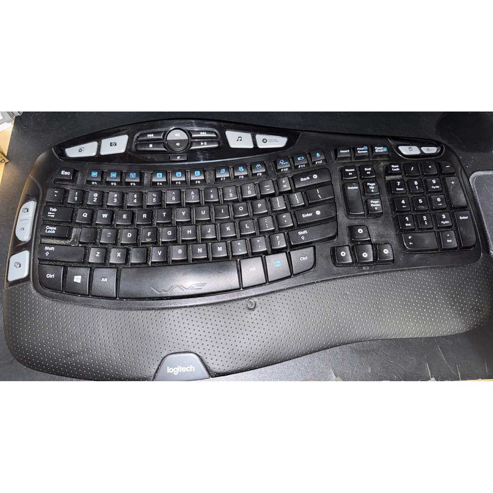 Logitech K350 Wireless Keyboard Ergonomic Comfort Wave Black No Dongle Untested